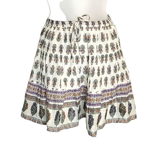 Free People Boho Floral block Print Beachy Gypsy Style Drawstring Waist Skirt OS - Picture 12 of 12